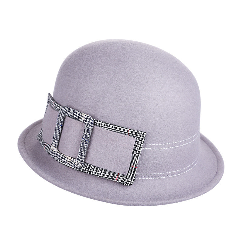 Wool Felt Hats Women's Fashion Round Neck Top Hat