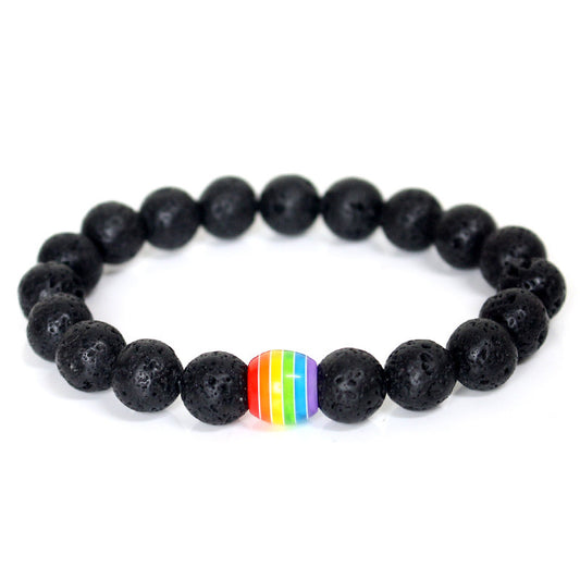 Rainbow Bead Bracelet Pride Natural Stone - Couple Bracelets