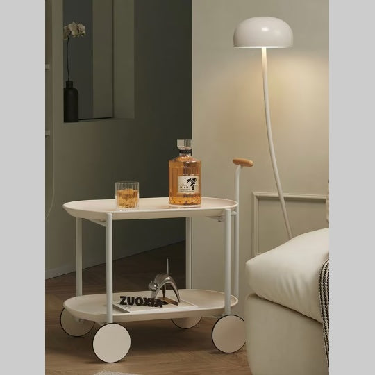 Movable Small Pushcart Minimalist Style Coffee Table Storage Cart Double-layer.