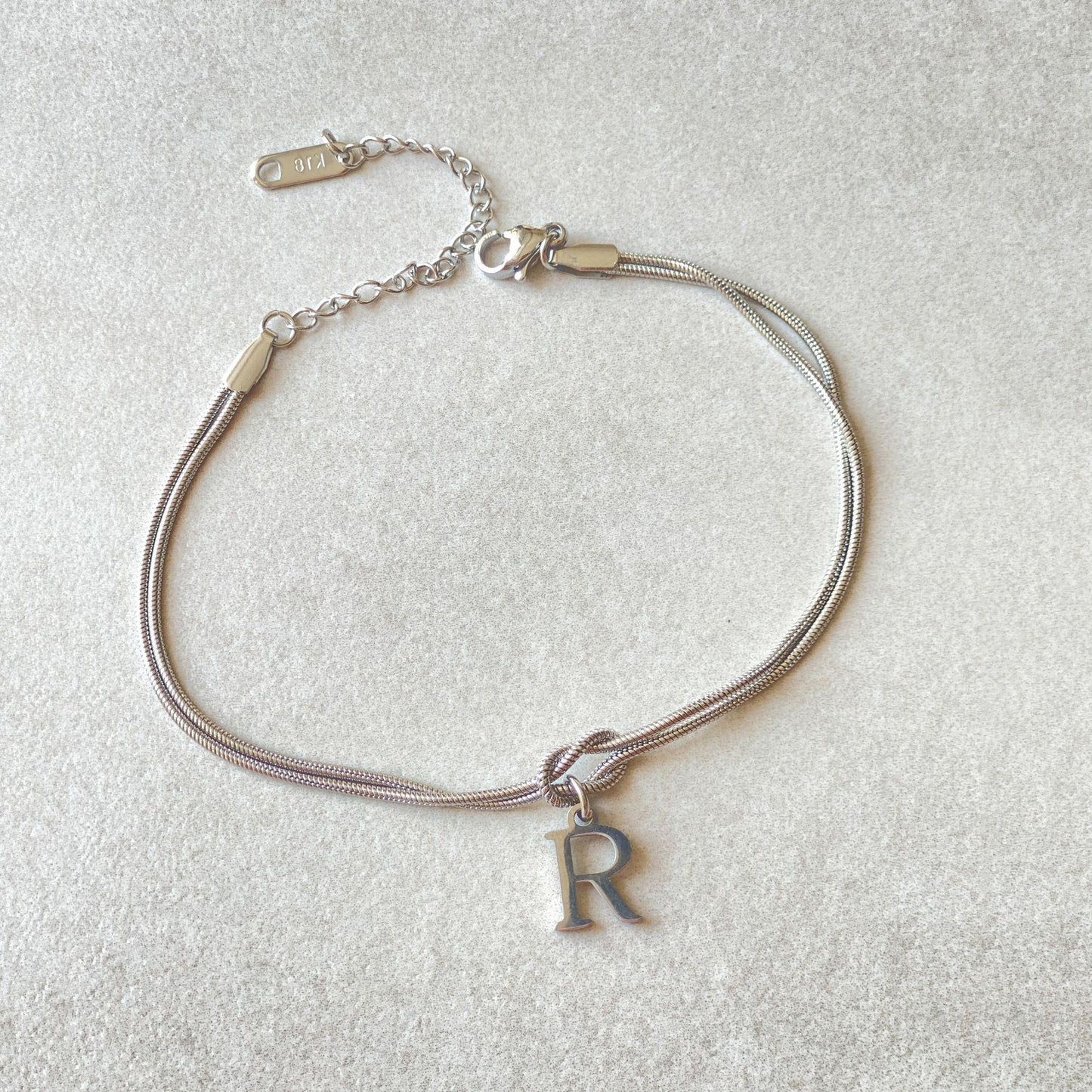 Stainless Steel 26 Letter. Knotted Love Bracelets.