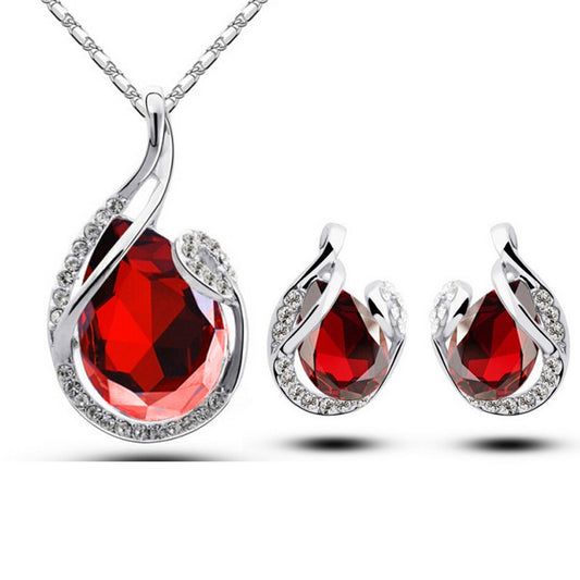 Elegant Alloy Jewelry Set: Earring & Necklace Duo