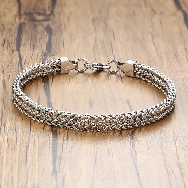 Vnox Vintage Cool Double Curb Chain Bracelets For Men Stain