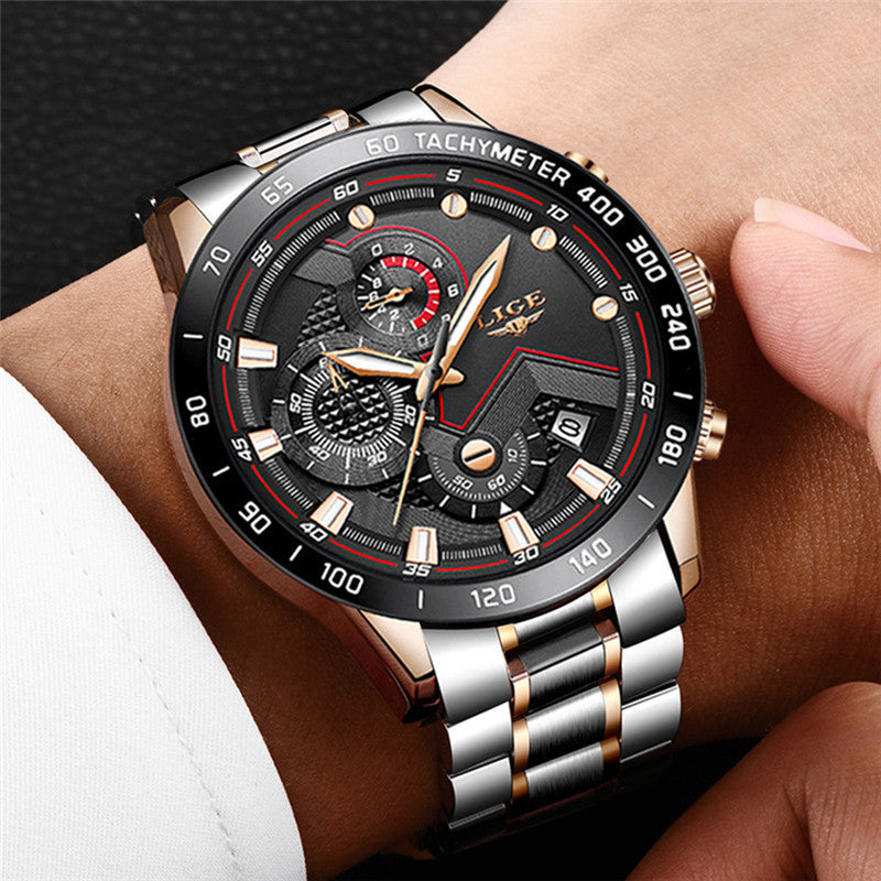 Fashionable Multifunctional Stainless Steel Band Business Watch