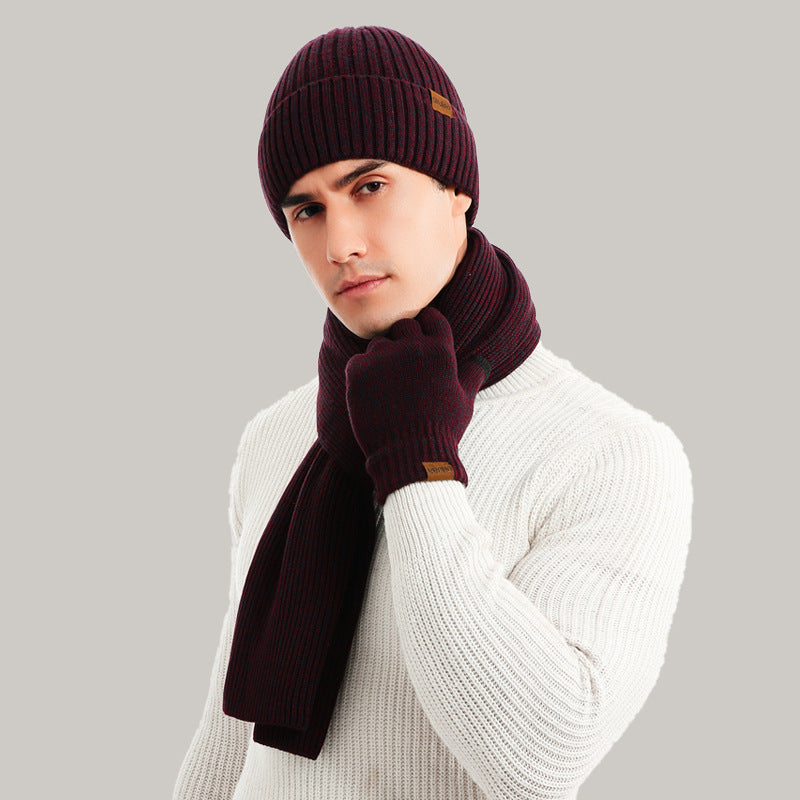 Unisex Winter Warmth Set: Mixed Color Knitted Wool Hat, Scarf, and Gloves