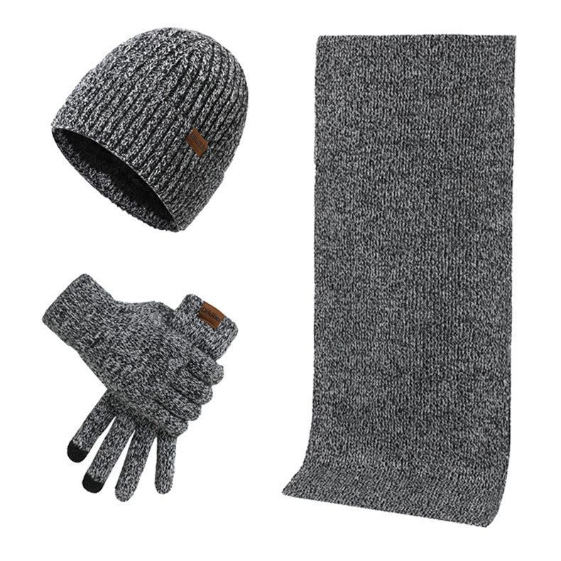 Unisex Winter Warmth Set: Mixed Color Knitted Wool Hat, Scarf, and Gloves