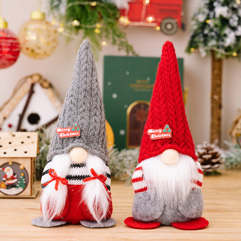 Christmas Pocket Doll Ornaments – Men's Red and Women's Gray Pointed Hat