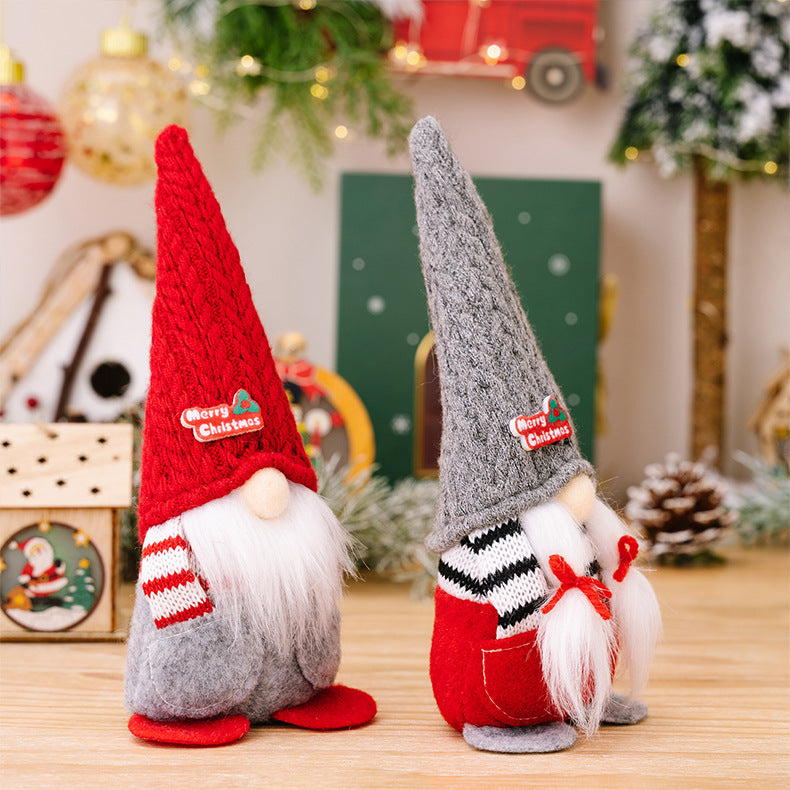 Christmas Pocket Doll Ornaments – Men's Red and Women's Gray Pointed Hat