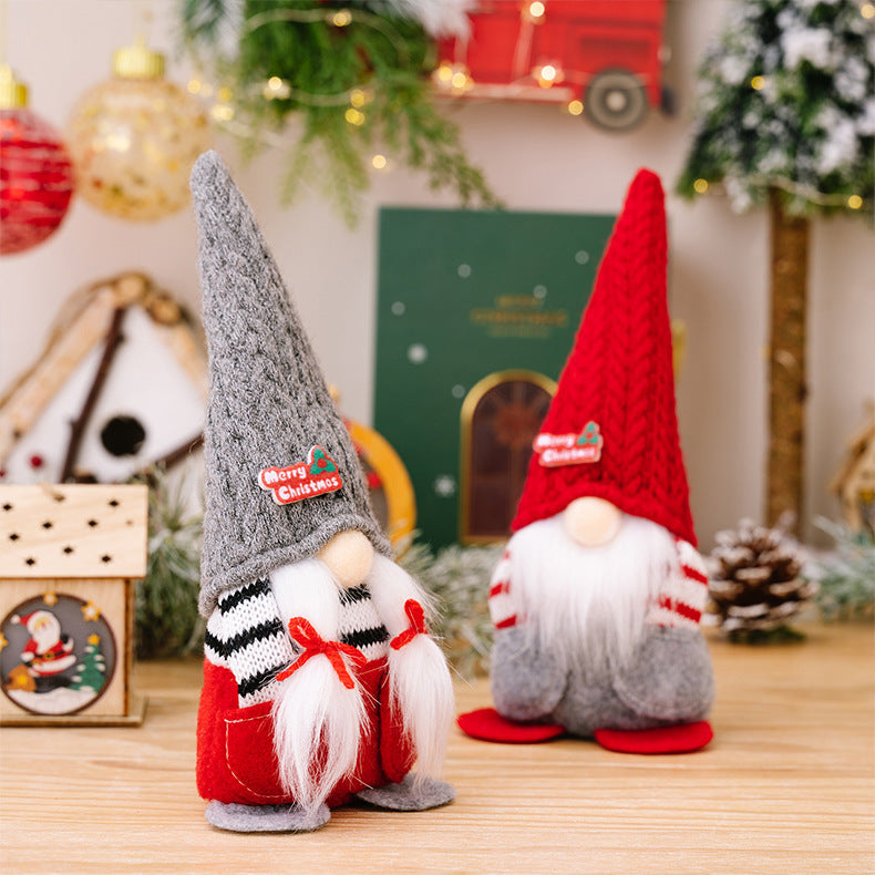 Christmas Pocket Doll Ornaments – Men's Red and Women's Gray Pointed Hat