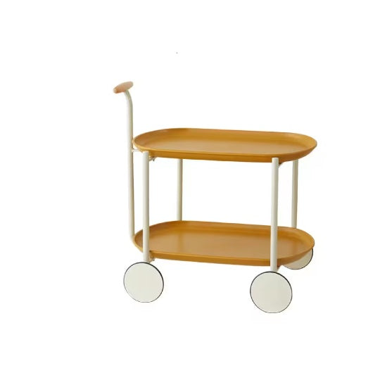 Movable Small Pushcart Minimalist Style Coffee Table Storage Cart Double-layer.