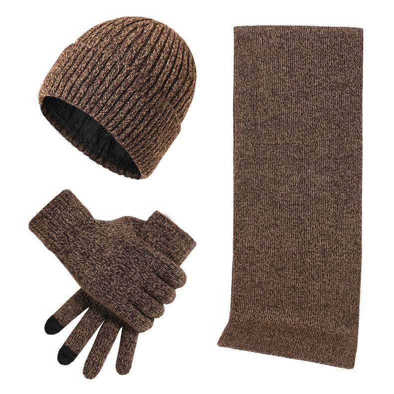 Unisex Winter Warmth Set: Mixed Color Knitted Wool Hat, Scarf, and Gloves