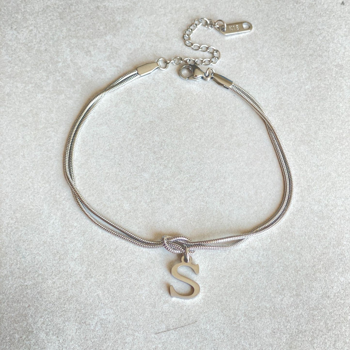 Stainless Steel 26 Letter. Knotted Love Bracelets.