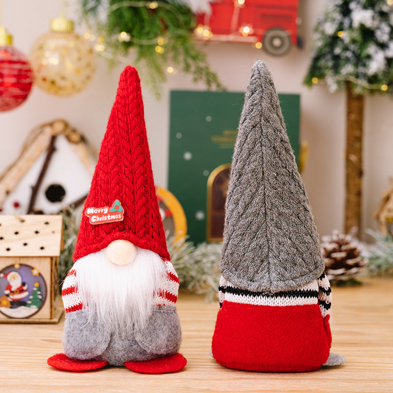 Christmas Pocket Doll Ornaments – Men's Red and Women's Gray Pointed Hat