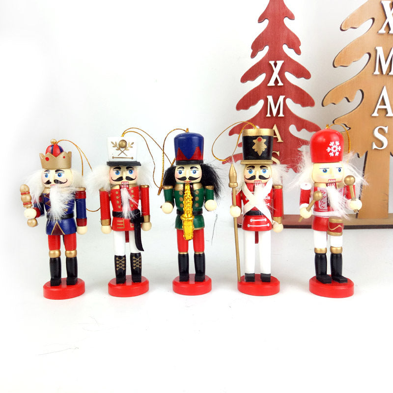 Wooden Nutcracker Hand-painted Christmas Tree Pendant