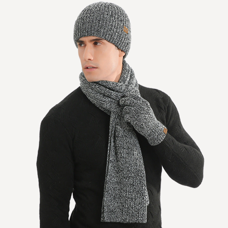 Unisex Winter Warmth Set: Mixed Color Knitted Wool Hat, Scarf, and Gloves