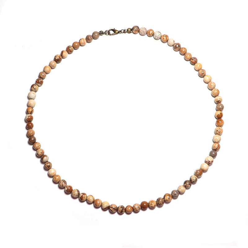 Minimalist 6mm Natural Bead Choker Necklace for Men and Boys