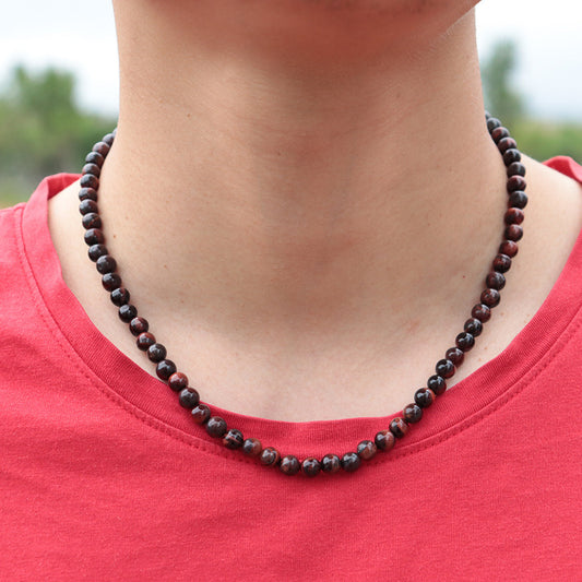 Minimalist 6mm Natural Bead Choker Necklace for Men and Boys