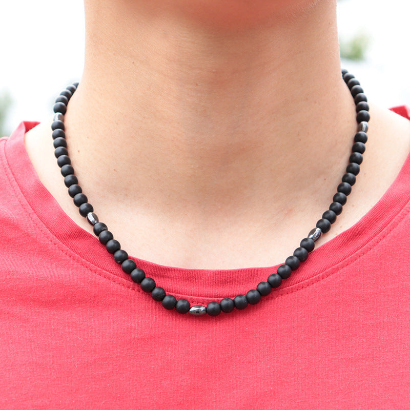 Minimalist 6mm Natural Bead Choker Necklace for Men and Boys