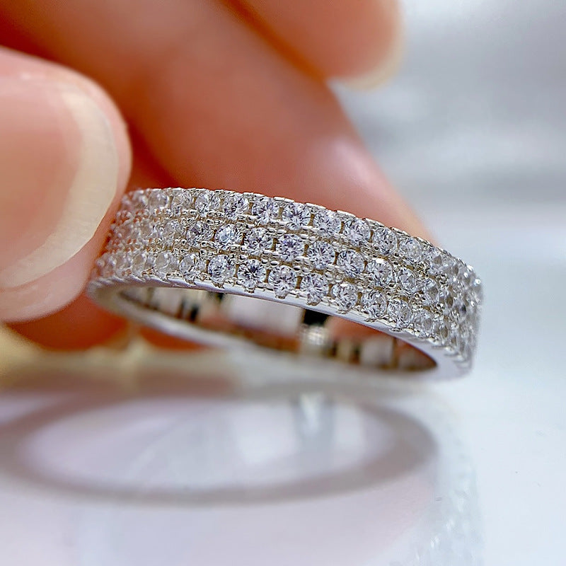 Sophisticated Three-Row Diamond Ring for Women’s Jewelry Collection