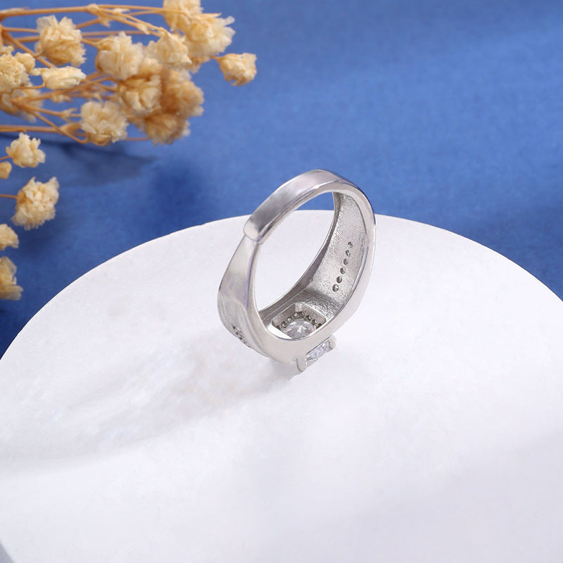 Elegant Diamond-Embedded Super Open Ring for Men