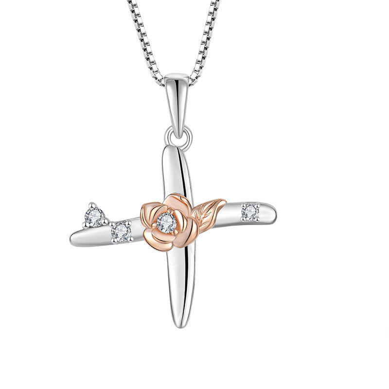 925 Sterling Silver Necklace with English Letters & Zircon Pendant