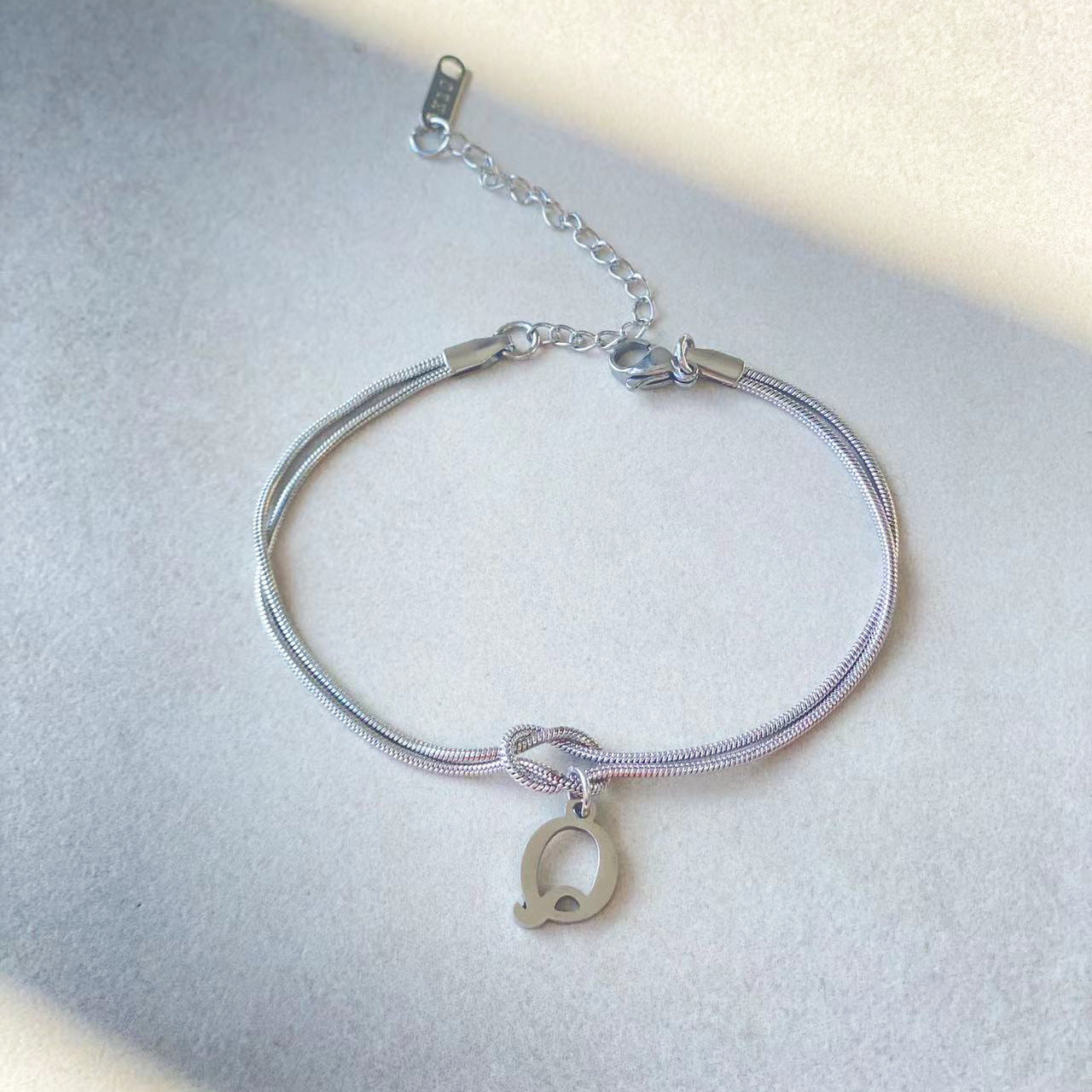 Stainless Steel 26 Letter. Knotted Love Bracelets.