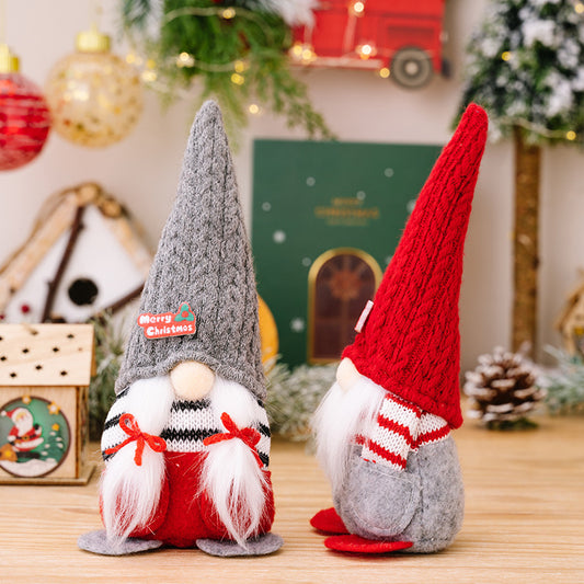 Christmas Pocket Doll Ornaments – Men's Red and Women's Gray Pointed Hat