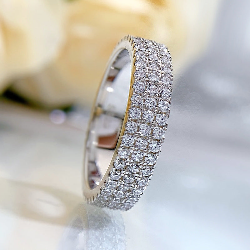 Sophisticated Three-Row Diamond Ring for Women’s Jewelry Collection