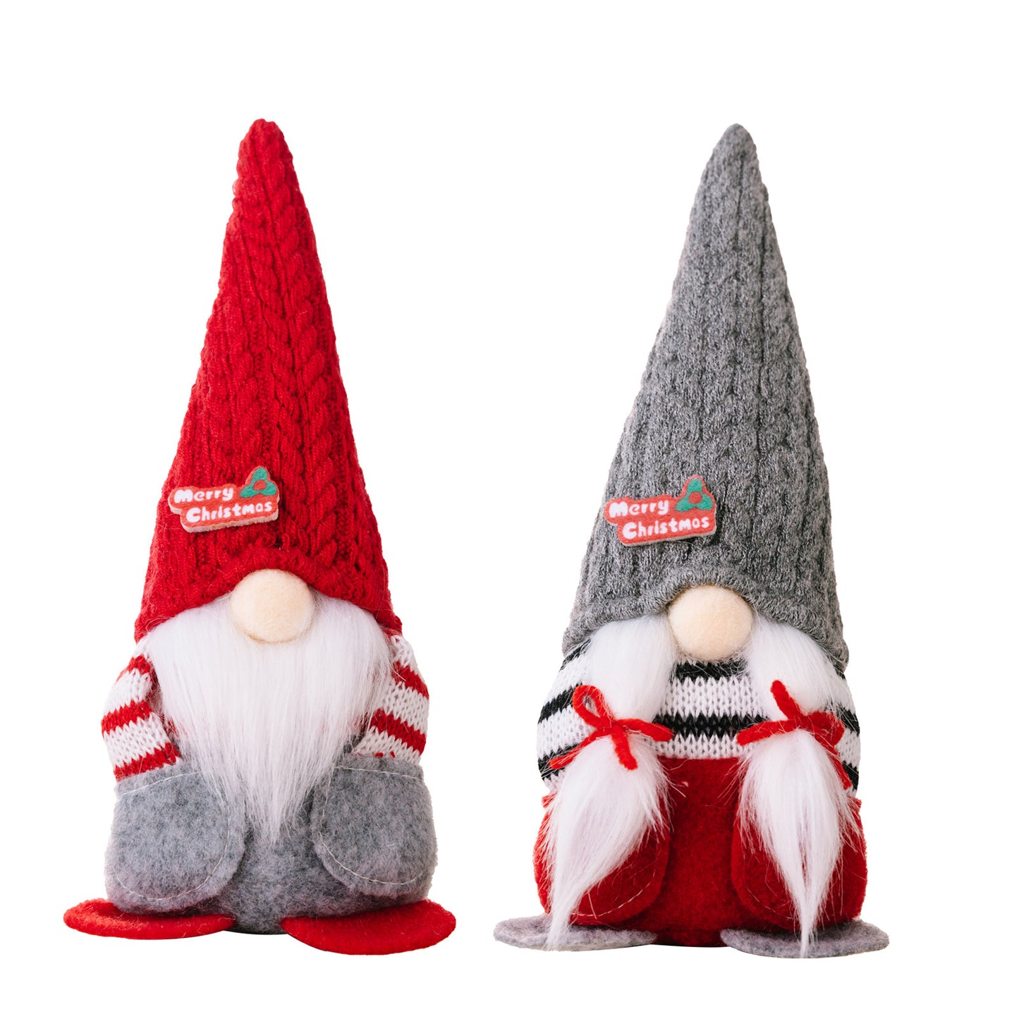 Christmas Pocket Doll Ornaments – Men's Red and Women's Gray Pointed Hat