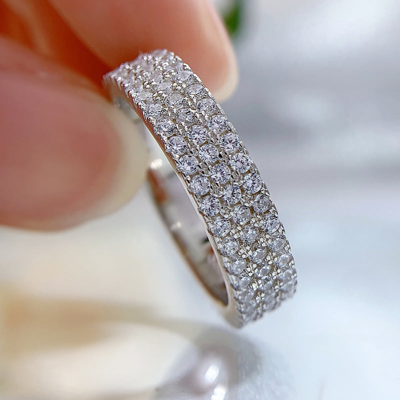 Sophisticated Three-Row Diamond Ring for Women’s Jewelry Collection