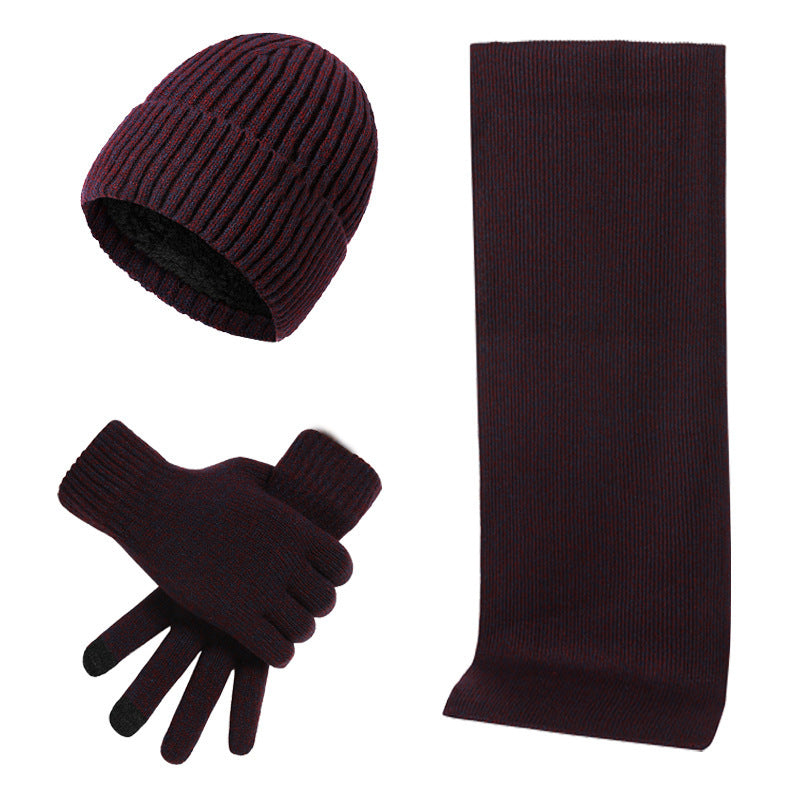 Unisex Winter Warmth Set: Mixed Color Knitted Wool Hat, Scarf, and Gloves