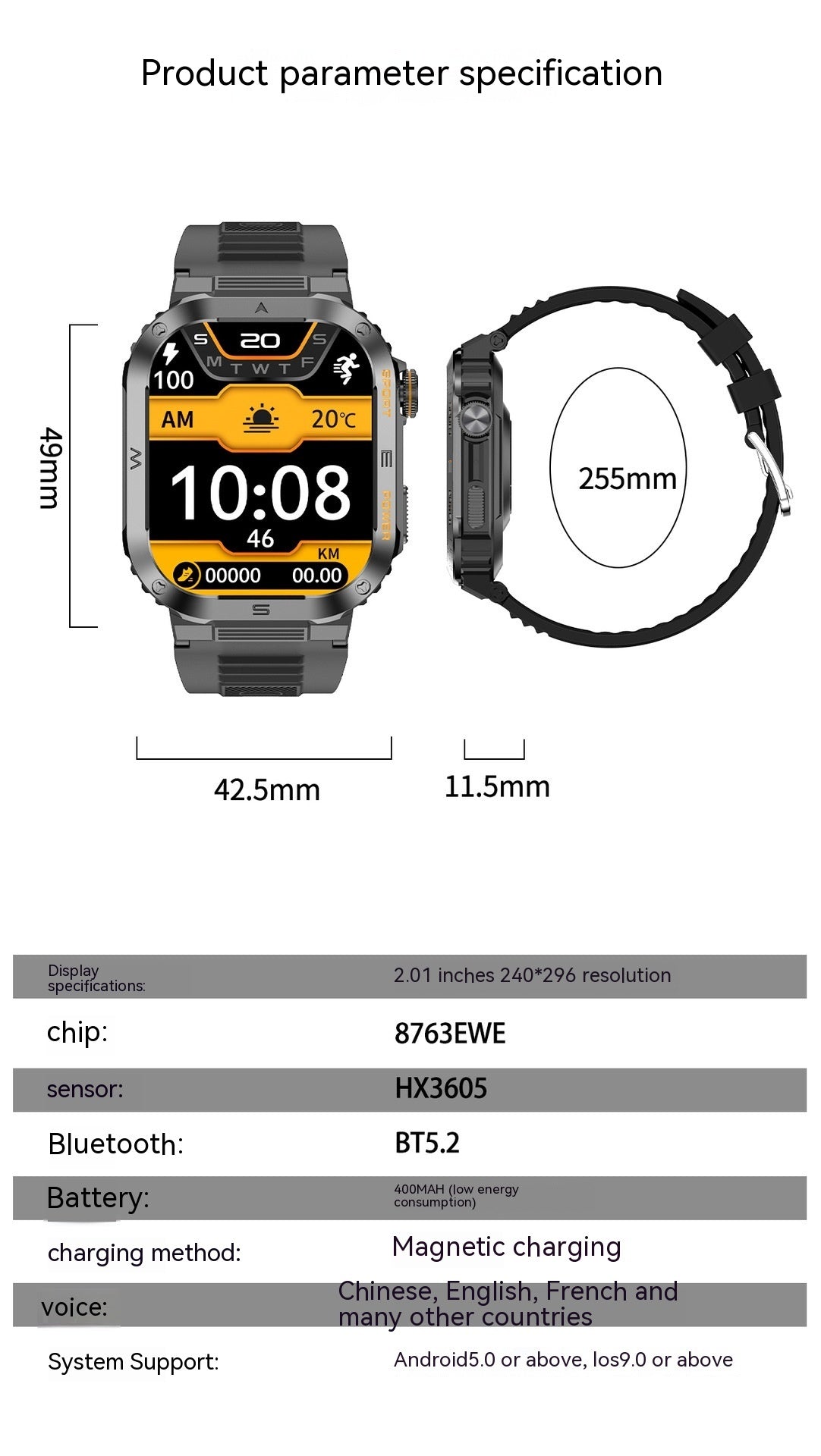 MT39 Outdoor Three-proof Sport Smart Watch