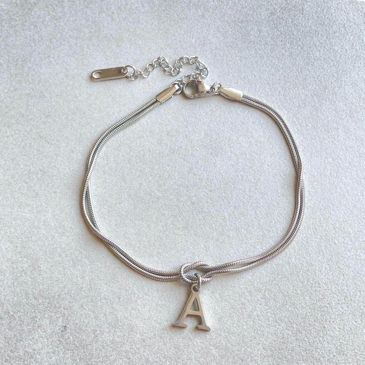 Stainless Steel 26 Letter. Knotted Love Bracelets.