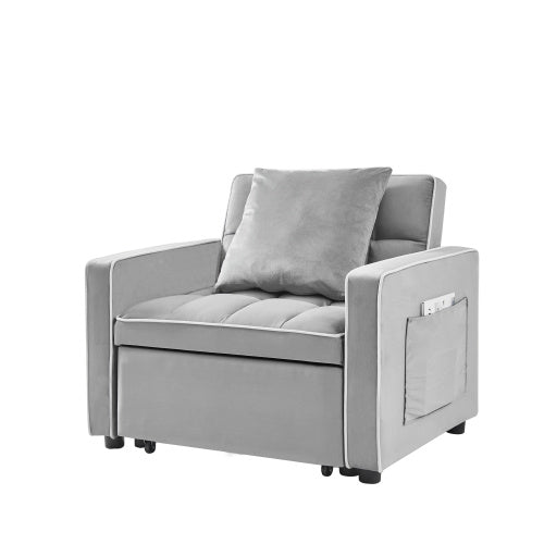 3-in-1 Foldable Sofa, Single Bed with Adjustable Back in Grey