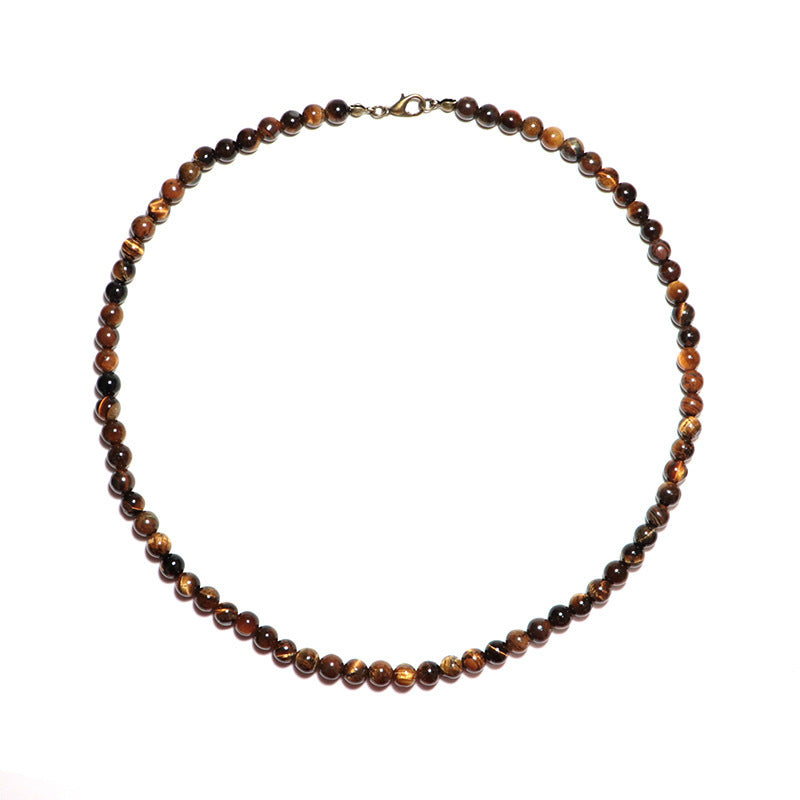 Minimalist 6mm Natural Bead Choker Necklace for Men and Boys