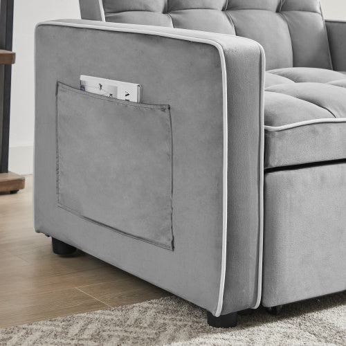 3-in-1 Foldable Sofa, Single Bed with Adjustable Back in Grey