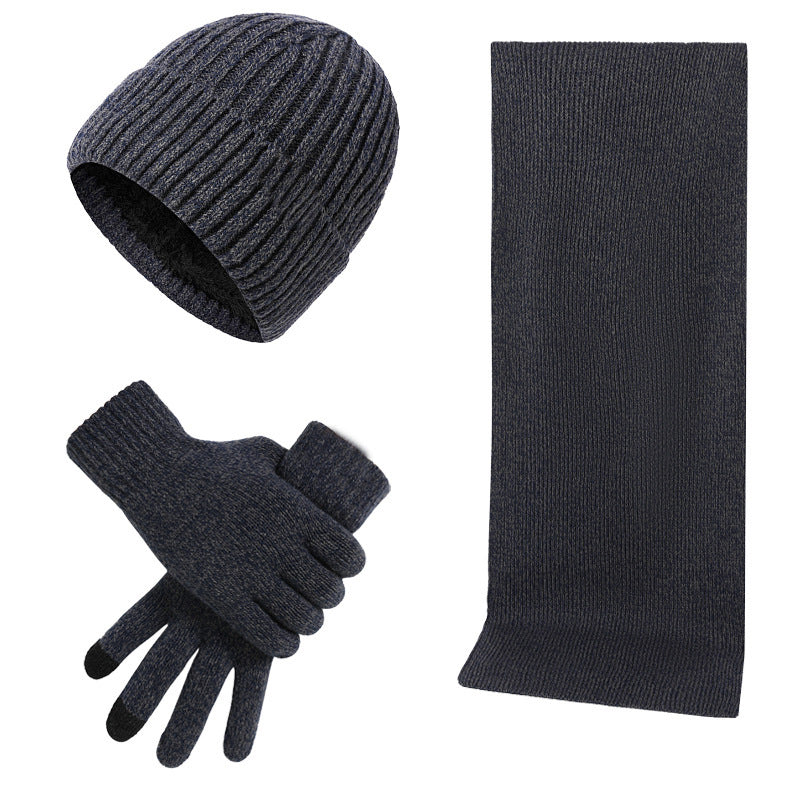 Unisex Winter Warmth Set: Mixed Color Knitted Wool Hat, Scarf, and Gloves